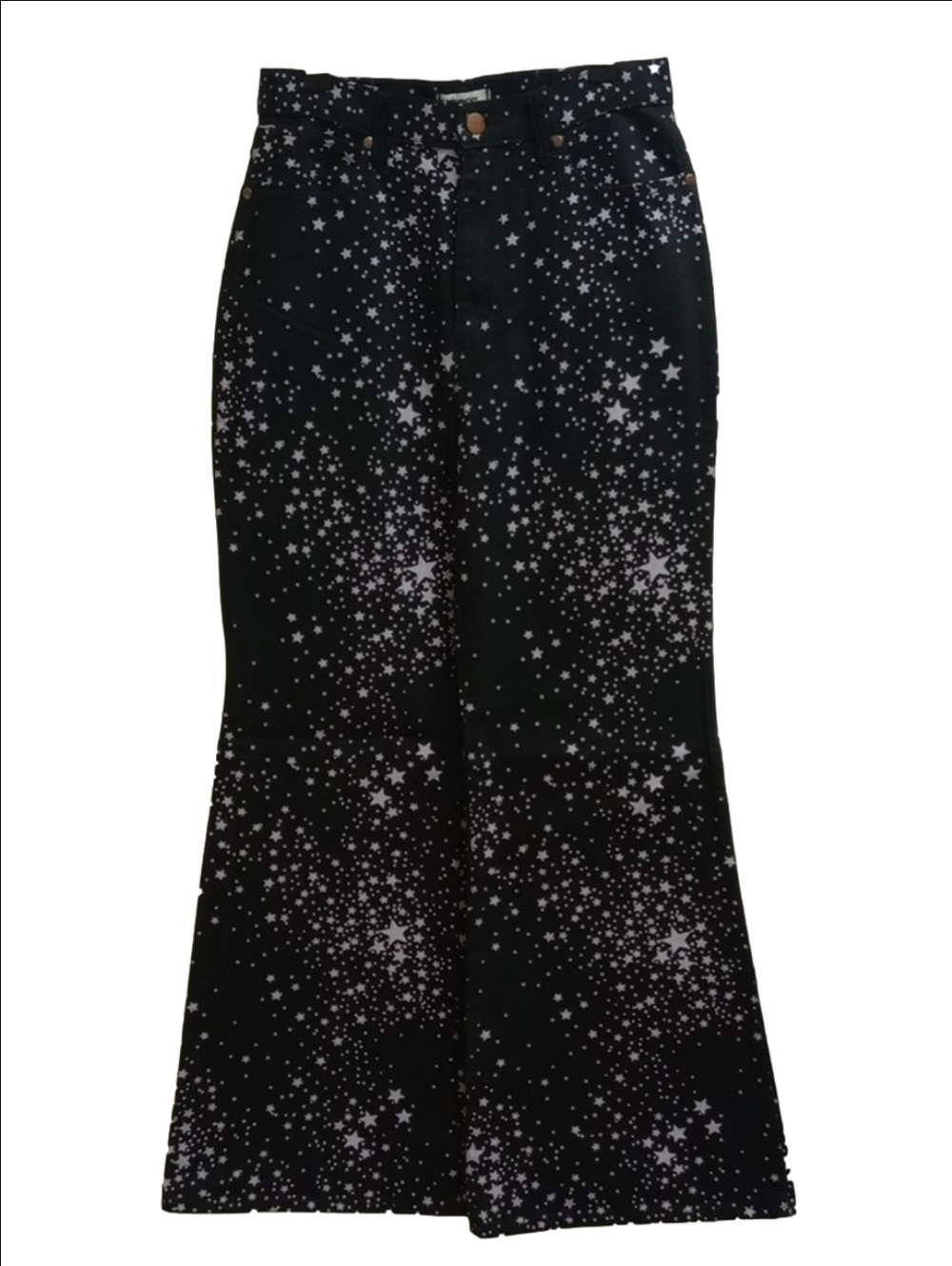 🆕⭐ WRANGLER "WANDERER" BLACK FLARE WIDE HIGH RISE JEANS WITH WHITE STARS⭐ - Picture 2 of 15